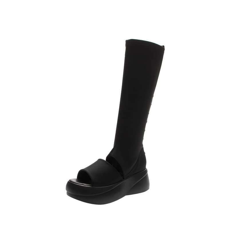 Thick sole boots for women 2025 summer new fish mouth sandals for women Lycra breathable slim sandals niche open toe sandals 6