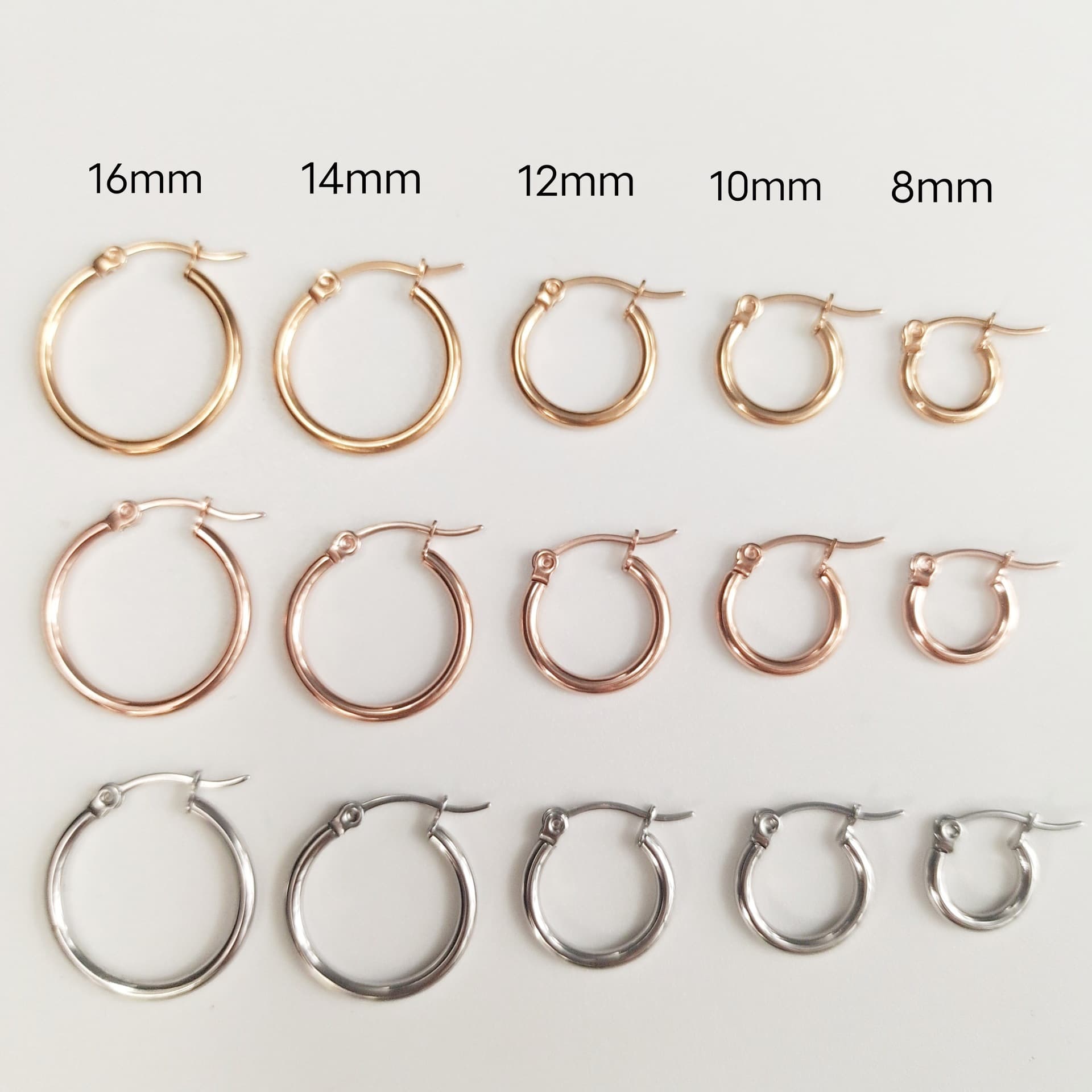 Cross-border new 316 stainless steel circle wire earrings wholesale 6 pairs set of thin ear needle ear coil ear buckle earrings 1