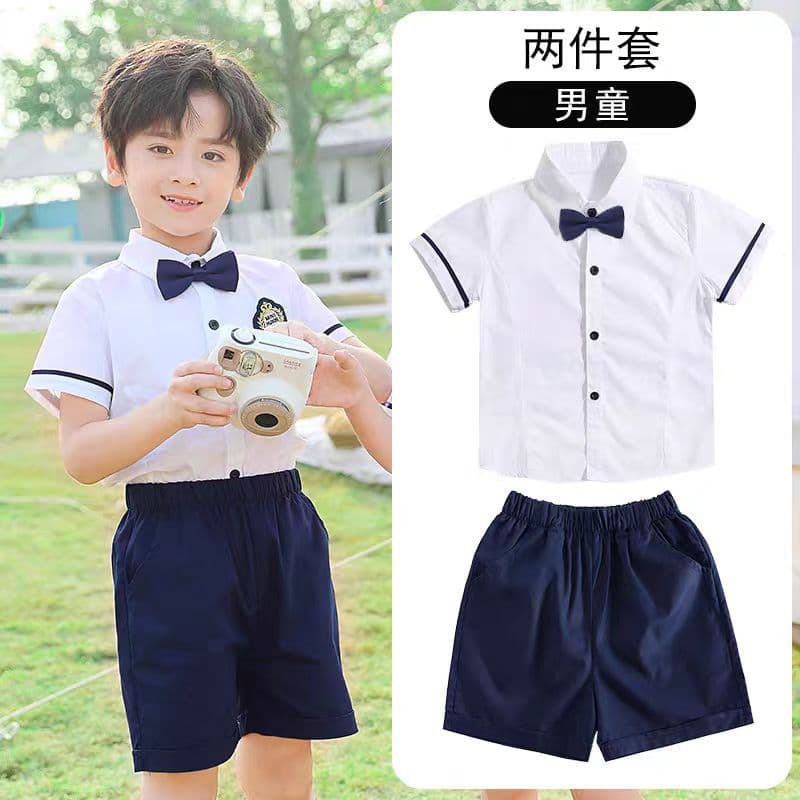 Kindergarten uniforms, summer clothes, British college style children's two-piece school uniforms, primary and secondary school student class uniforms, graduation photo clothing 7