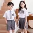 Kindergarten uniforms, summer clothes, British college style children's two-piece school uniforms, primary and secondary school student class uniforms, graduation photo clothing 8