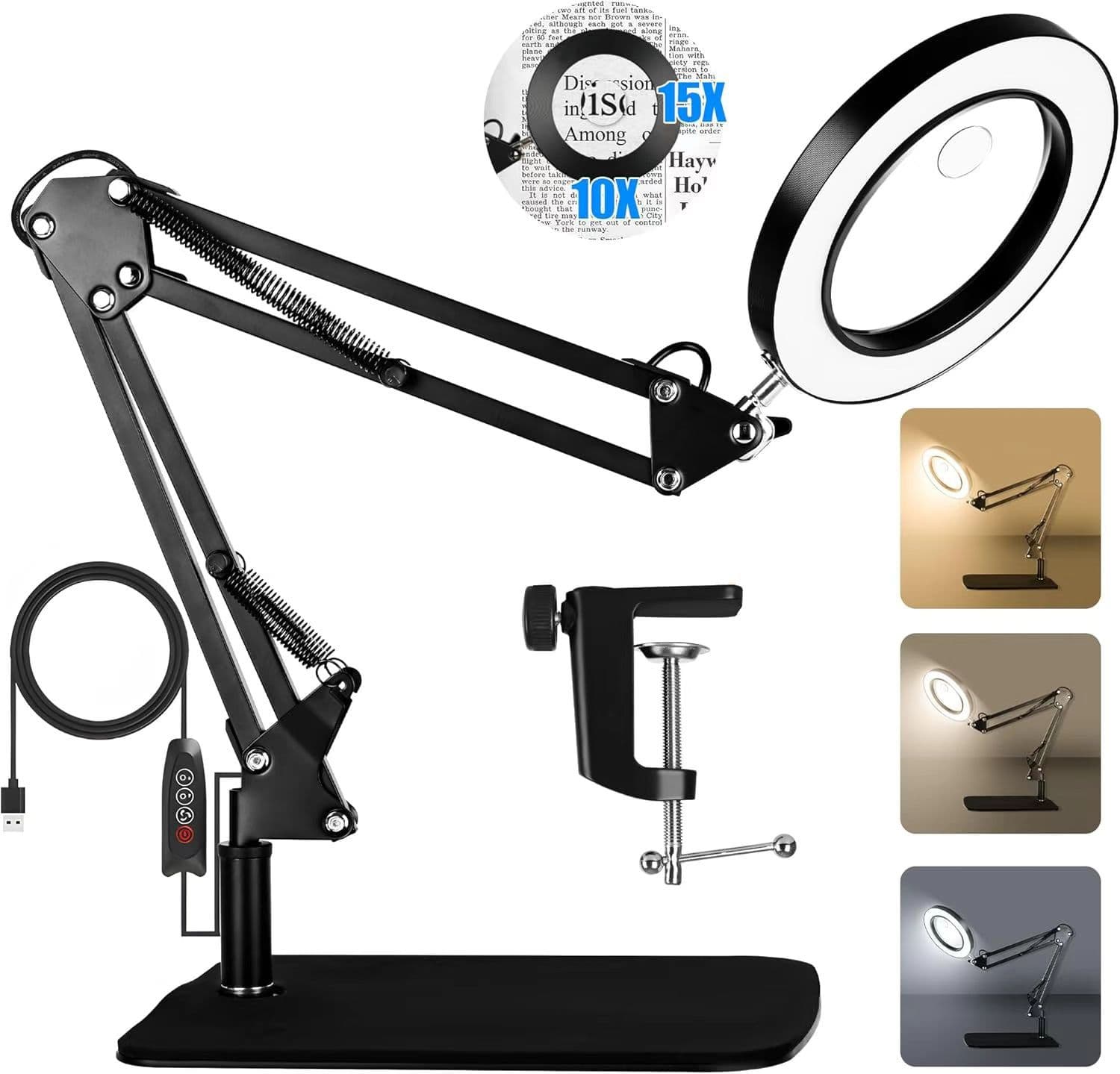 Folding magnifying glass lamp for maintenance work, eye protection reading and learning lamp, LED maintenance desk lamp, manicure and eyelashes lamp 9