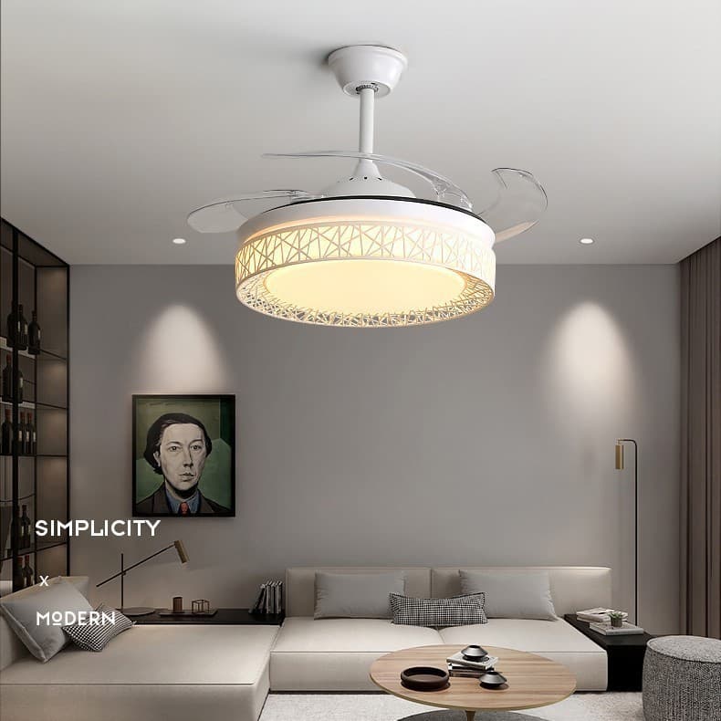 Full spectrum ceiling fan light bedroom modern Zhongshan living room lighting decoration restaurant ceiling invisible cross-border fan light home decoration 5