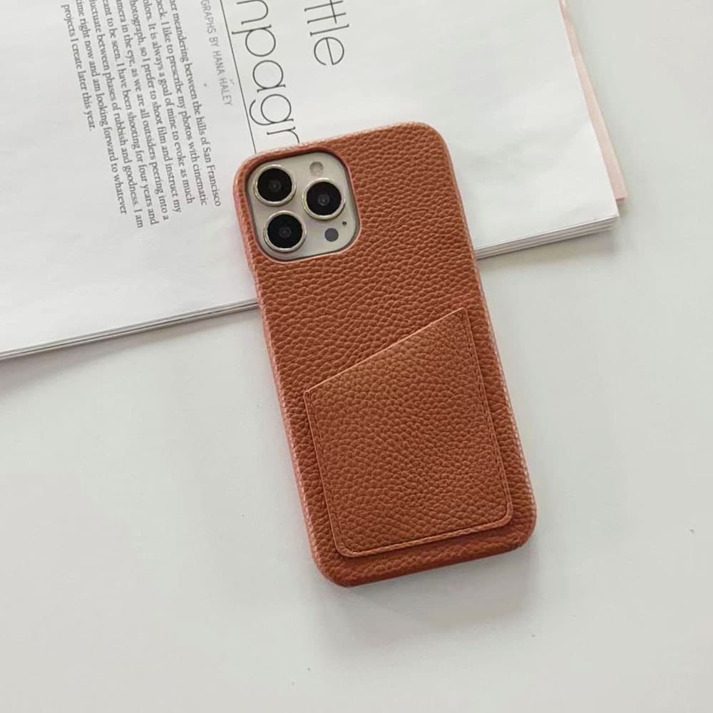 Suitable for iPhone17 Apple mobile phone 17pro shell litchi pattern wallet card simple half-pack mobile phone case anti-fall 7