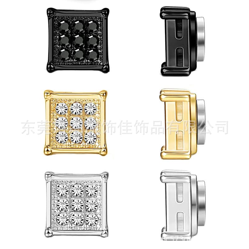 Factory direct sales non-pierced fake earrings magnetic ear clips for men and women non-pierced ear clips 9 diamond set 1