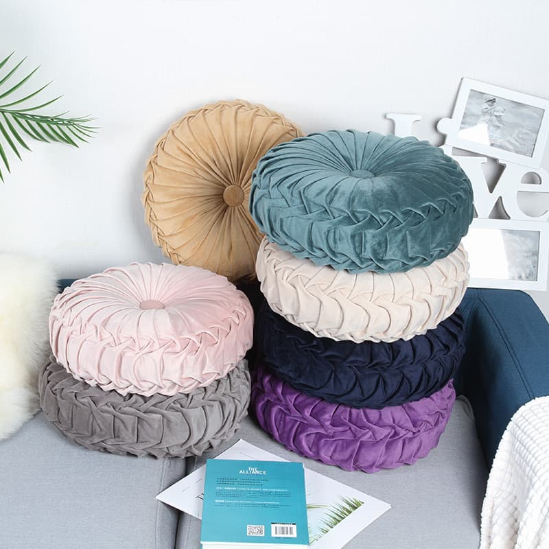Nordic Round Dutch Velvet Cushion Plush Jacquard Wheel Cushion Four Seasons Home Decoration Pillow Tatami Futon Cushion 2