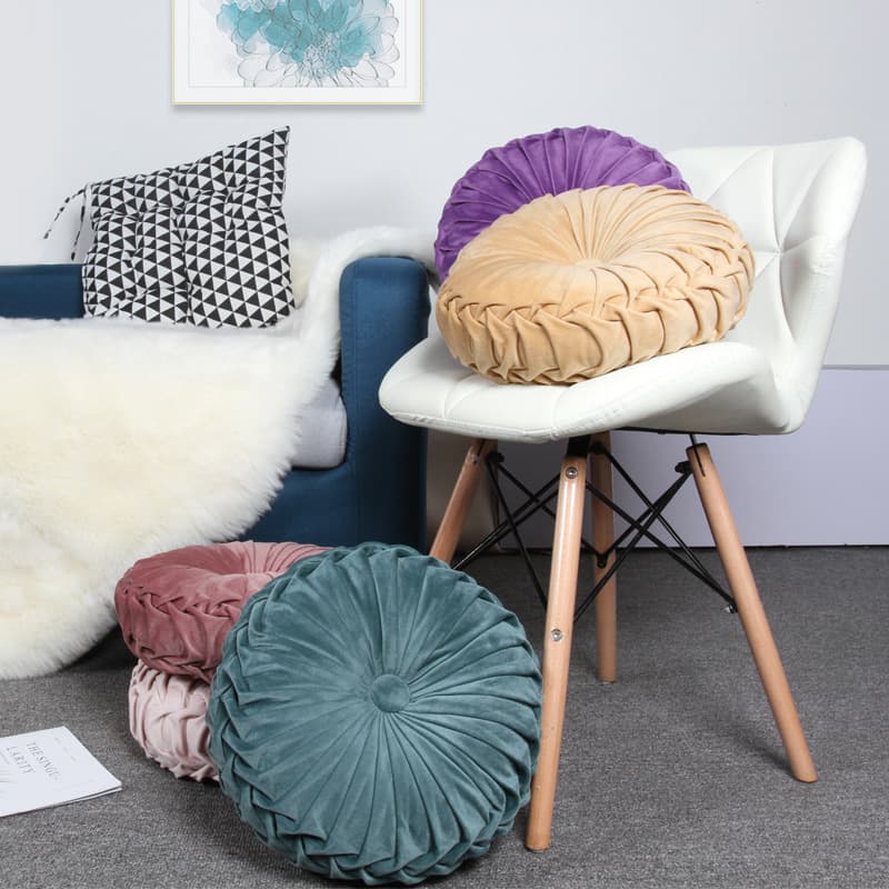Nordic Round Dutch Velvet Cushion Plush Jacquard Wheel Cushion Four Seasons Home Decoration Pillow Tatami Futon Cushion 3