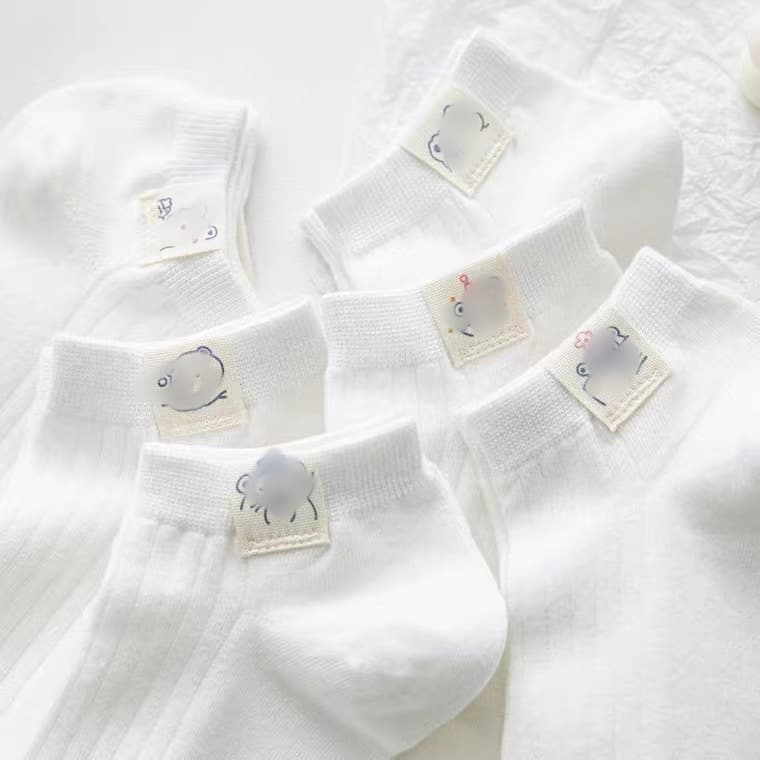 Socks for women, summer short socks, women's short socks, deodorant cotton socks, bear cloth label boat socks, women's spring and autumn small white socks, women's socks 3