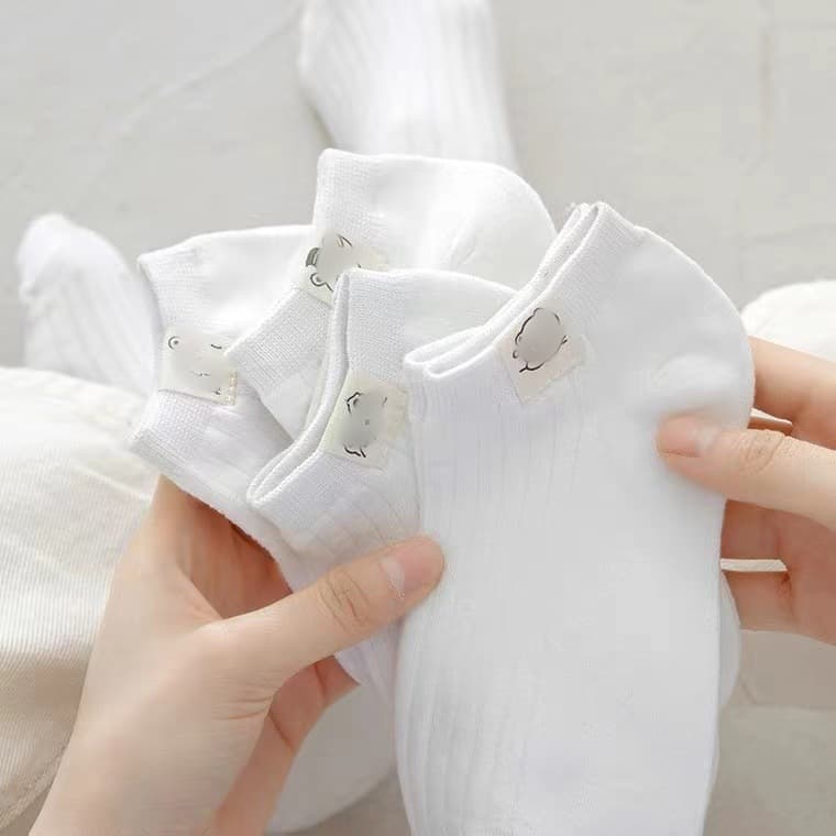 Socks for women, summer short socks, women's short socks, deodorant cotton socks, bear cloth label boat socks, women's spring and autumn small white socks, women's socks 5