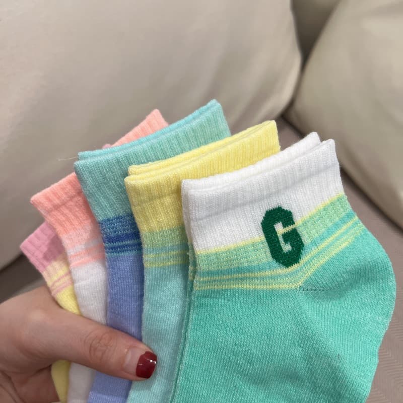 Socks for women, summer short socks, women's short socks, deodorant cotton socks, bear cloth label boat socks, women's spring and autumn small white socks, women's socks 7