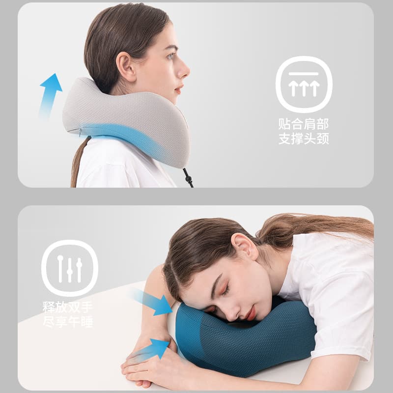 Amazon Cervical Pillow Ice Silk Nylon U-shaped Pillow Memory Foam Travel Storage Neck Pillow Office Nap Pillow Customized 5