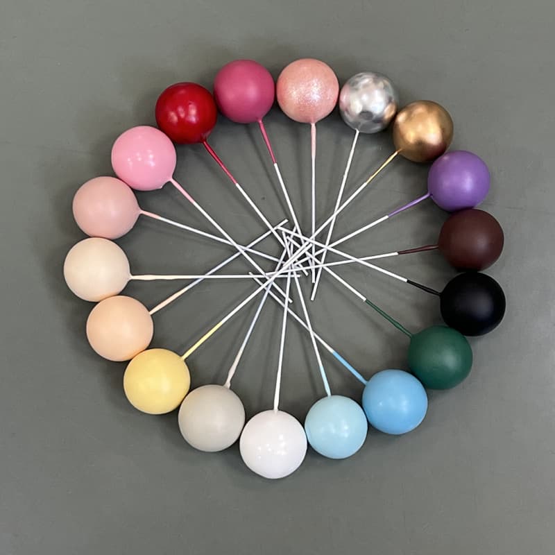 Birthday cake decorations gold silver ball Christmas foam ball black purple green coffee color cake decoration insert 1