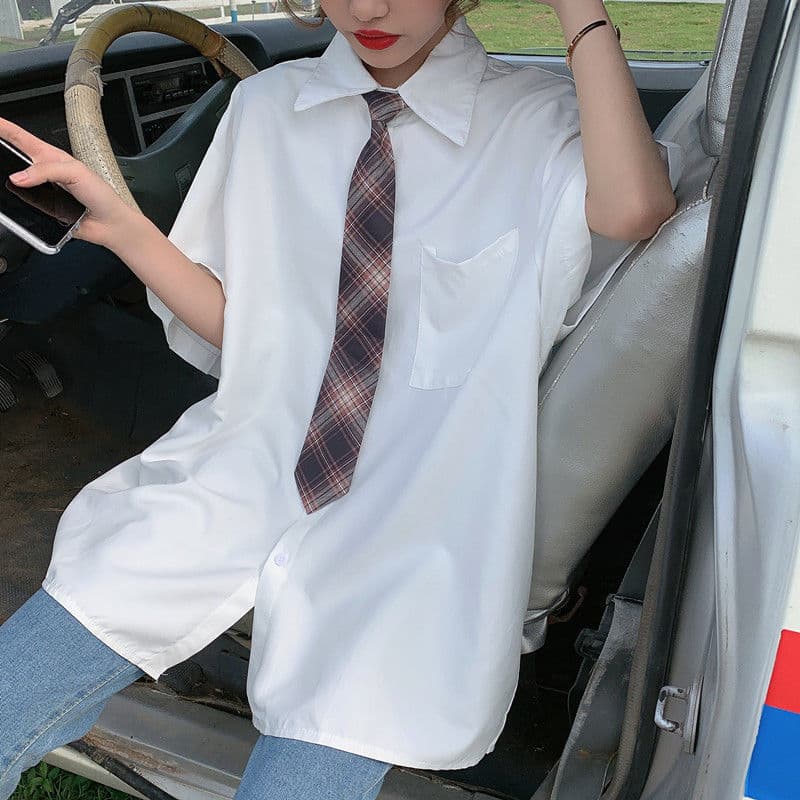 Summer short-sleeved white shirt for female students, loose outer wear, salt spring shirt tops for women, fashionable 2022 new style 6