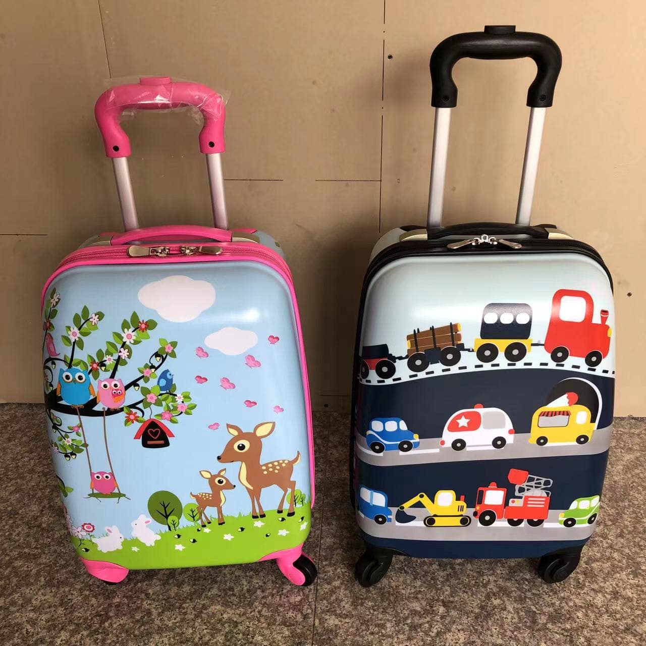Trolley Case Wholesale Children's Travel Trolley Case Set 13" School Bag 18" Suitcase Foreign Trade Dinosaur Bus 2