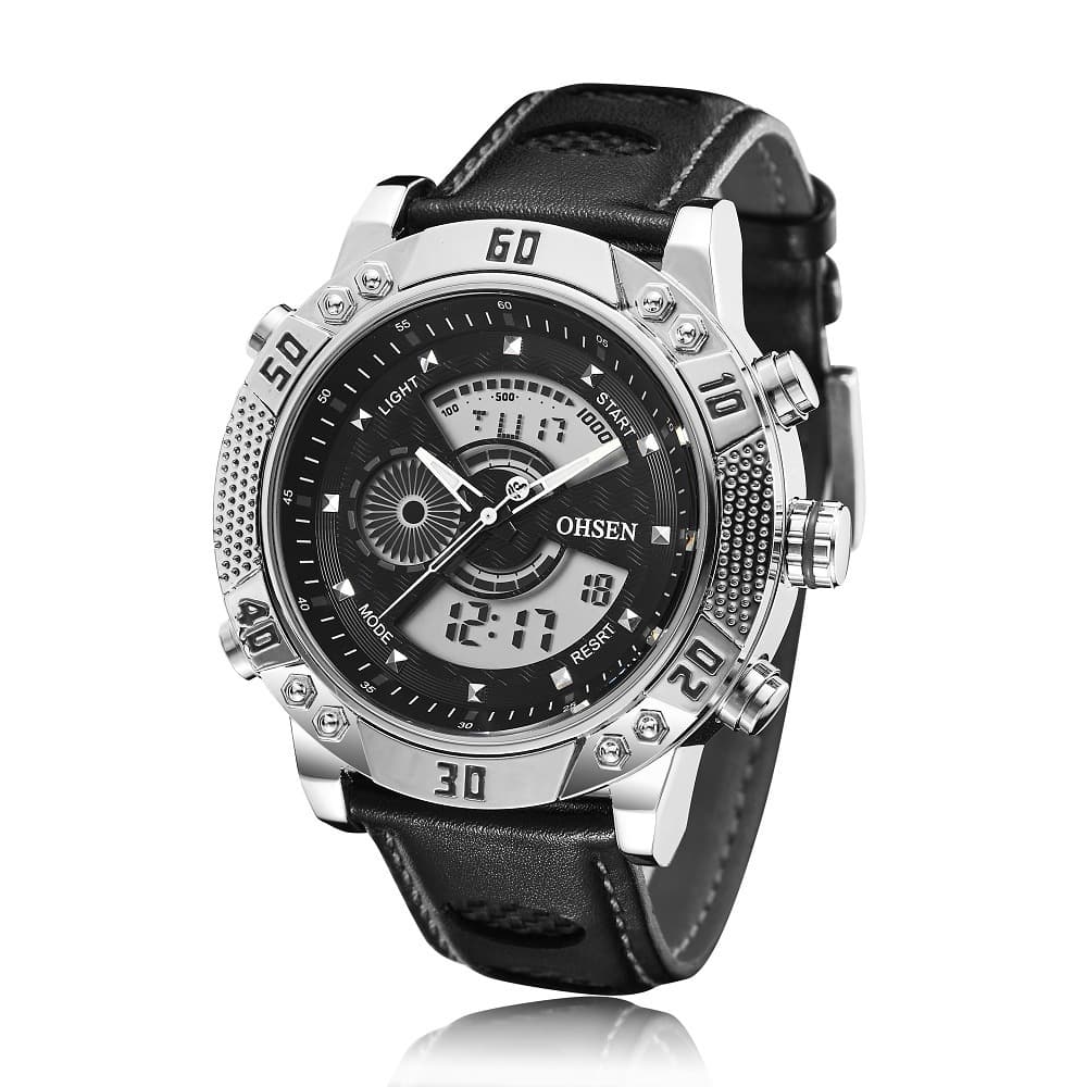 OHSEN direct sales fashionable men's and women's large LED digital analog display quartz watch waterproof sports wristwatch 1