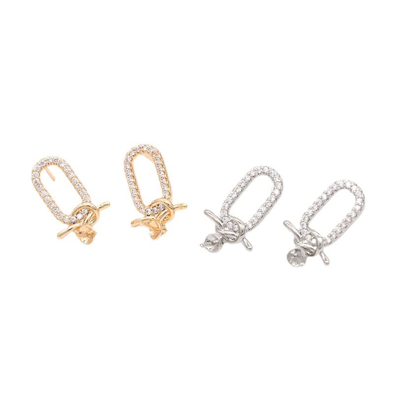 Han Shangna Japanese and Korean style copper-plated 14k micro-zirconia earrings for women, high-end temperament earrings 925 silver needle earrings 6