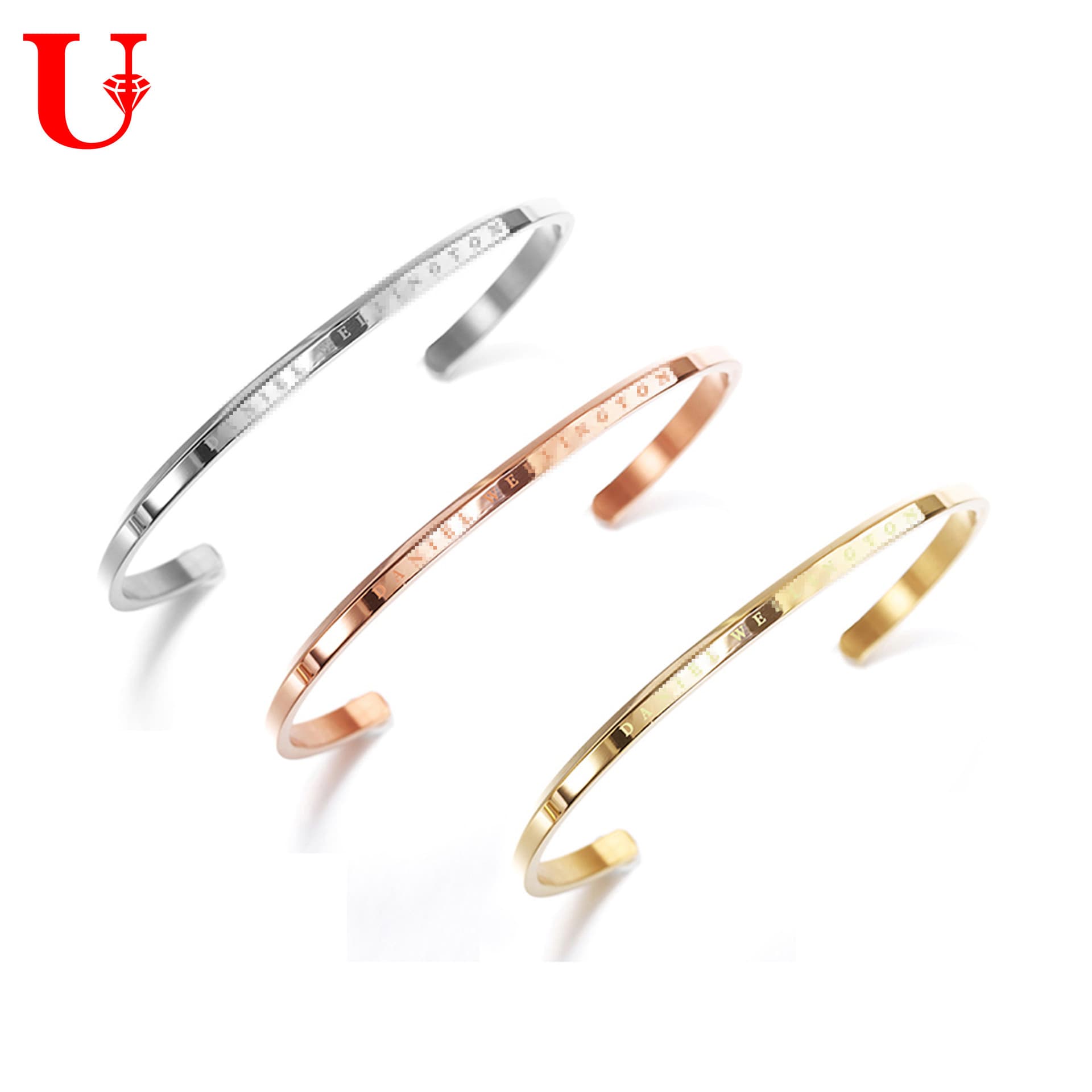 DW same style simple titanium steel bracelet C-shaped opening beveled edge bracelet bracelet source factory wholesale live supply source 1