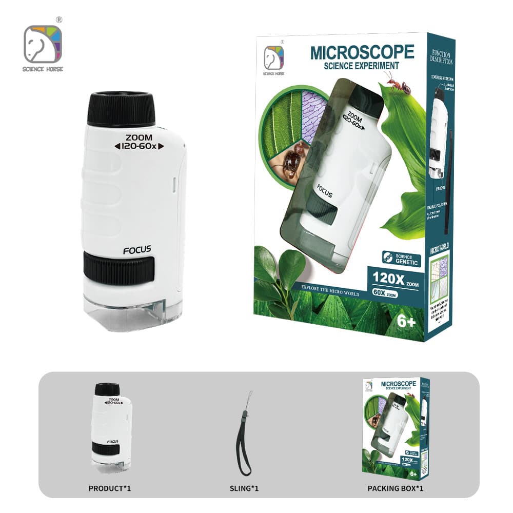 Xue Yuma Portable Microscope 3-in-1 Set Dual Light Source Specimen Toy Children's Scientific Physics Experiment Kit 8