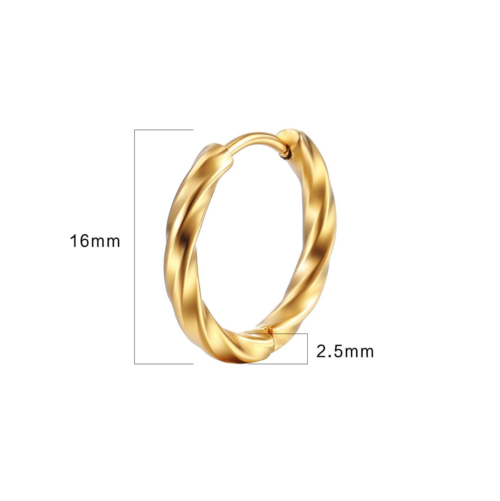 2022 European and American style unisex titanium steel round twisted wire earrings gold stainless steel small earrings with geometric shape 3