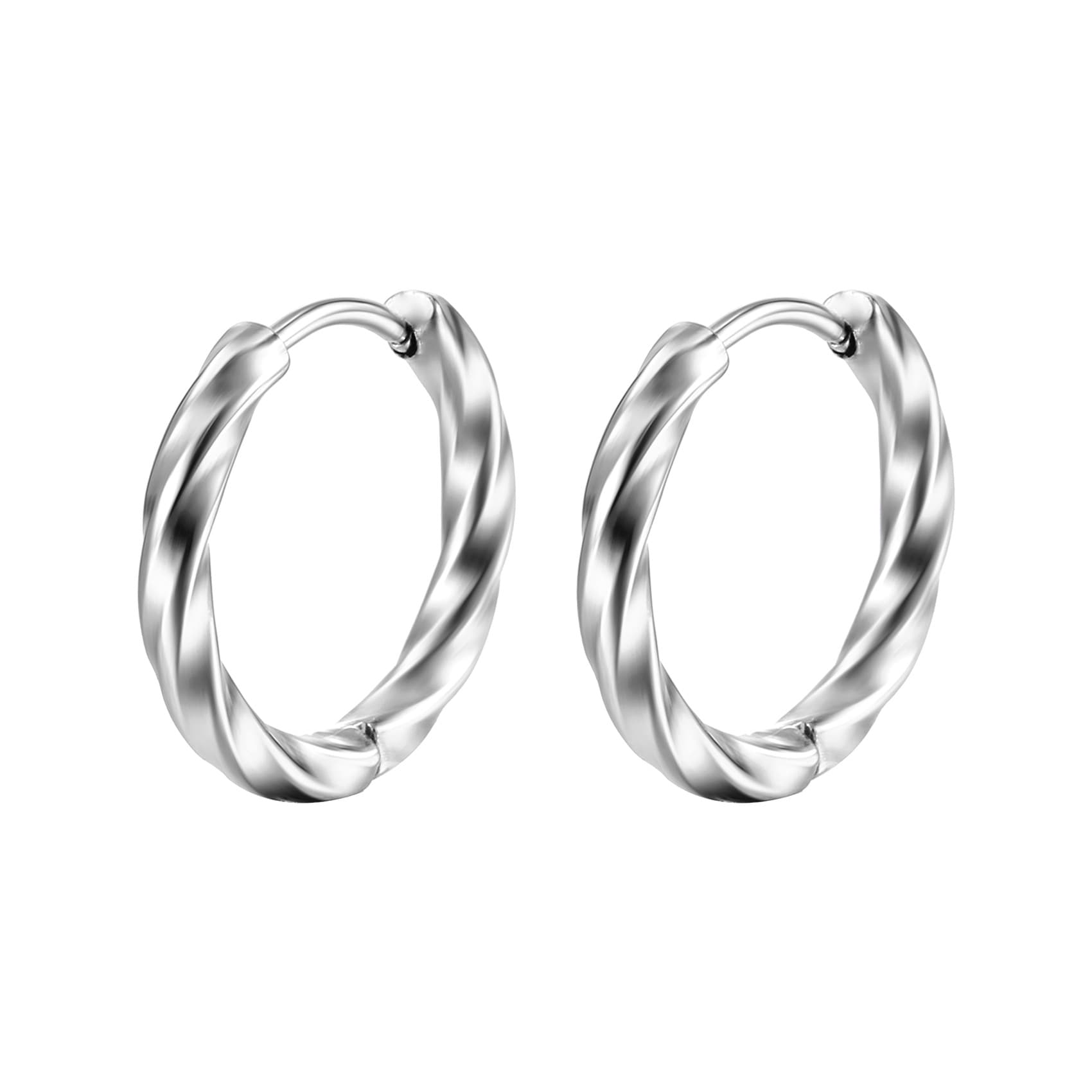 2022 European and American style unisex titanium steel round twisted wire earrings gold stainless steel small earrings with geometric shape 4