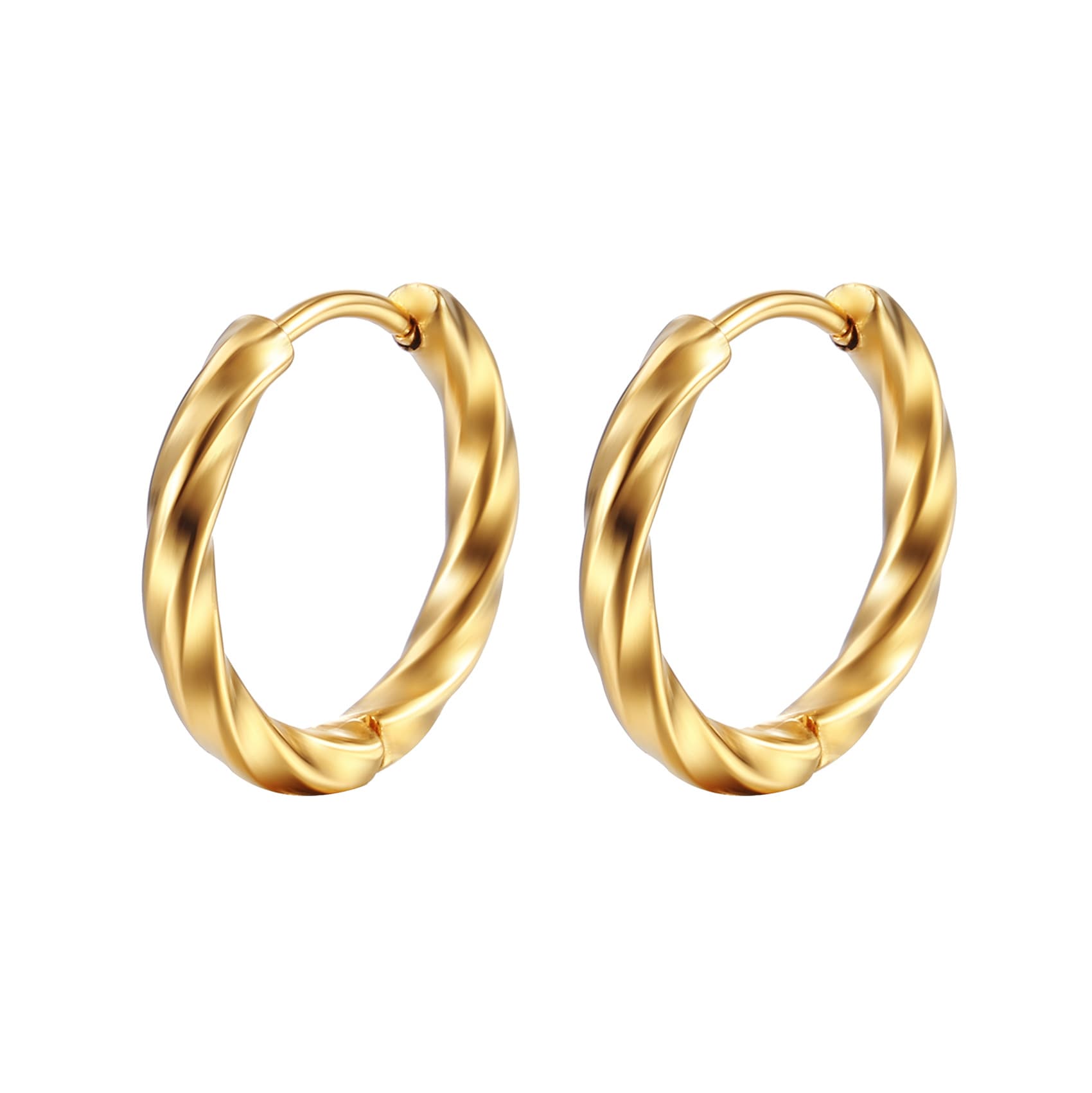 2022 European and American style unisex titanium steel round twisted wire earrings gold stainless steel small earrings with geometric shape 6