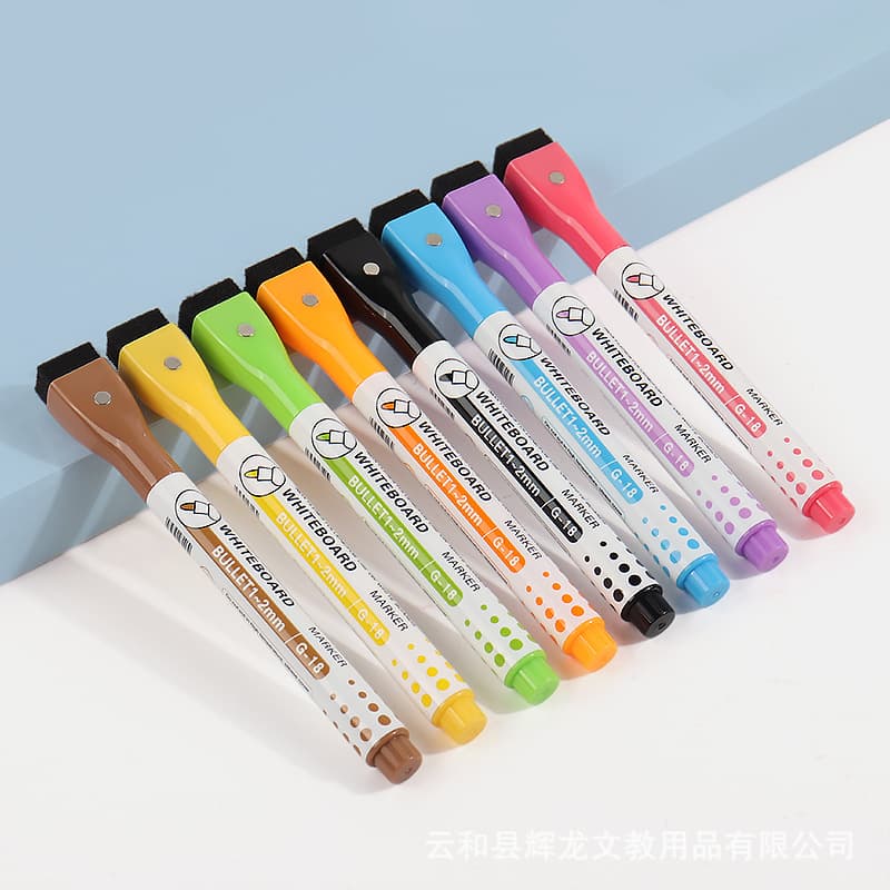 Wholesale colorful magnetic whiteboard markers with tape brush large capacity wipeable water-based children's drawing board painting markers 5