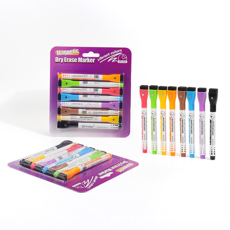 Wholesale colorful magnetic whiteboard markers with tape brush large capacity wipeable water-based children's drawing board painting markers 9