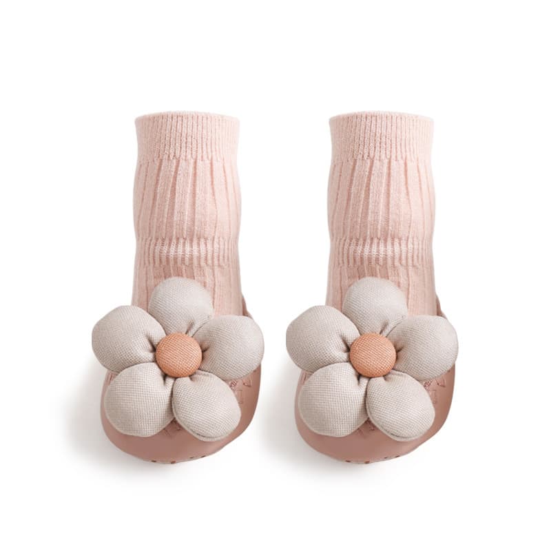 2022 autumn and winter new baby toddler shoes and socks Korean princess cute flower leather sole shoes baby toddler socks and shoes 9