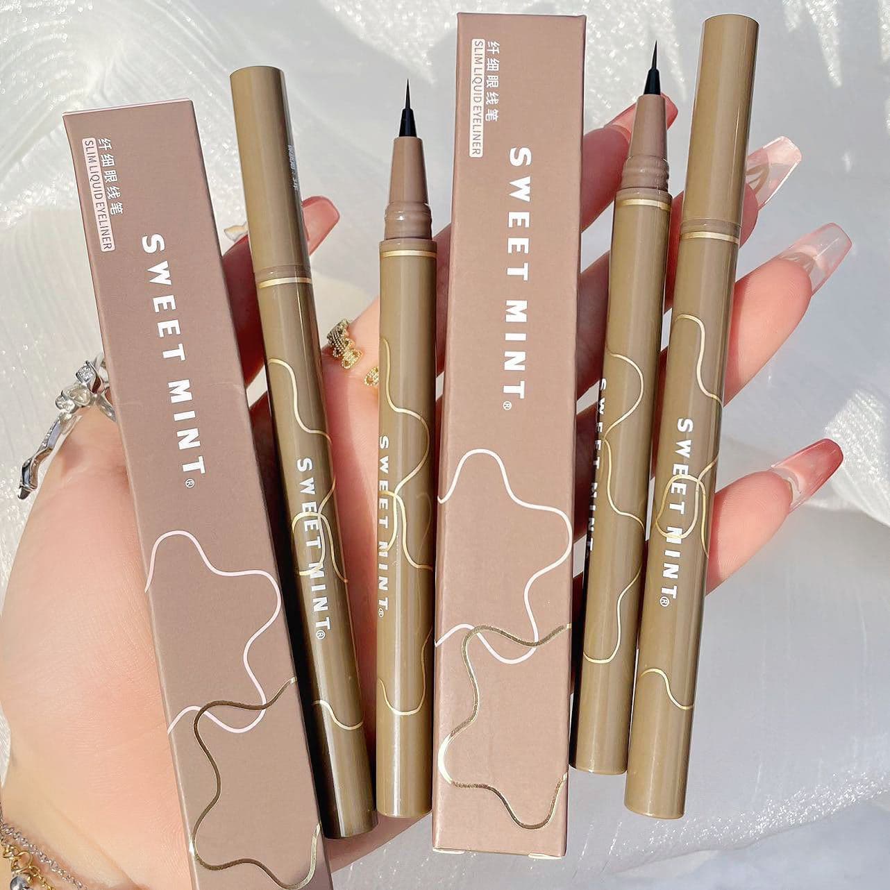 SWEET MINT0.05 liquid silkworm pen waterproof quick-drying brown non-smudged liquid eyeliner pen eye makeup eyeliner pen 4