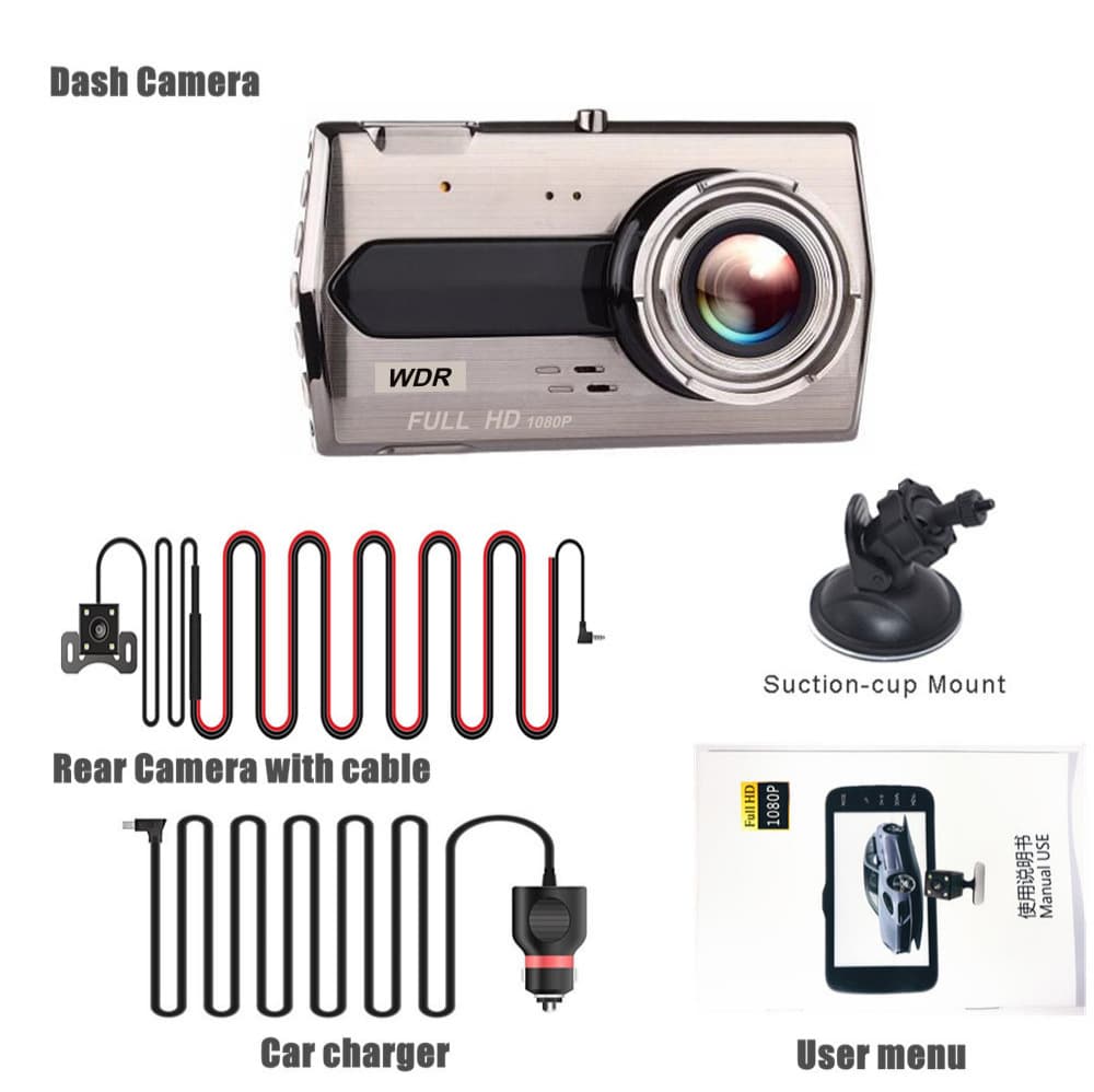 4-inch zinc alloy driving recorder high-definition dual-lens cross-border Vietnam hot-selling car driving recorder DVR 4