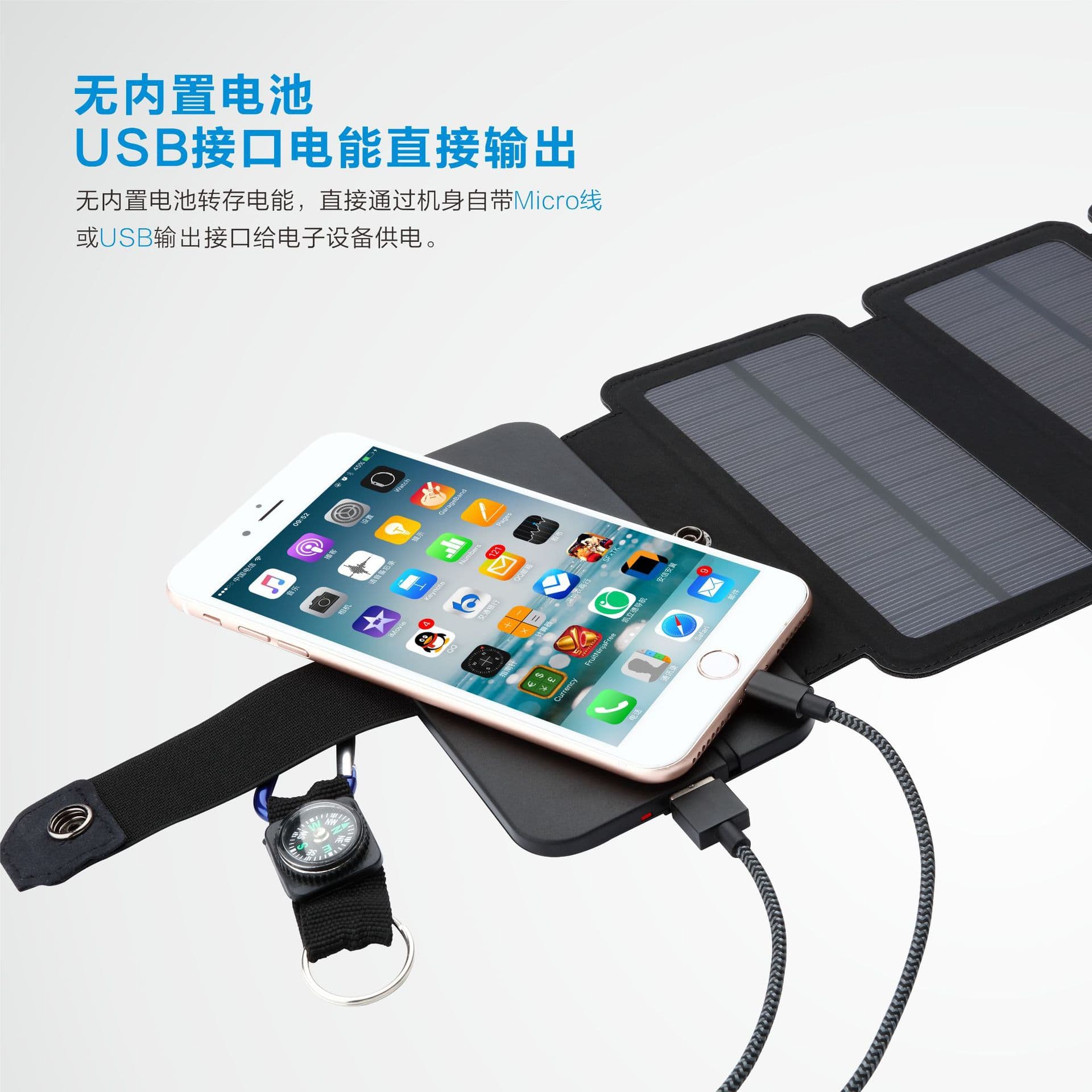 New outdoor solar panel folding charging panel outdoor camping solar direct charge power supply is easy to carry 5
