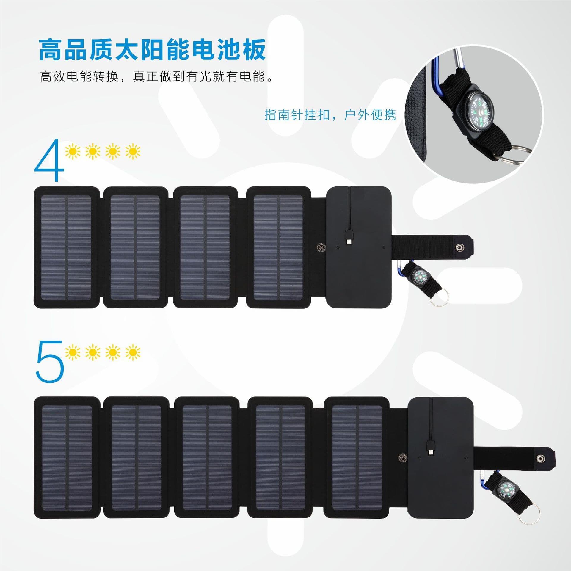 New outdoor solar panel folding charging panel outdoor camping solar direct charge power supply is easy to carry 1