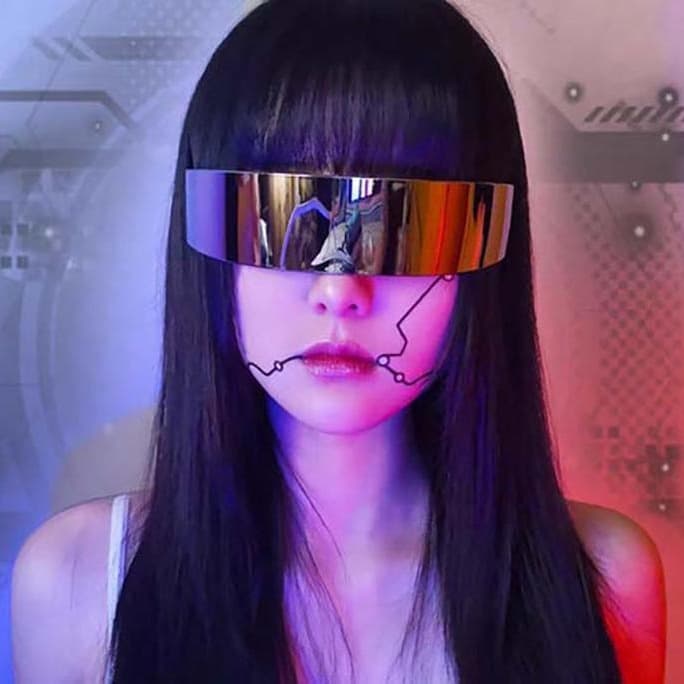European and American cyberpunk technology-sense sunglasses for female Internet celebrities masquerade photo props all-in-one goggle sunglasses 4