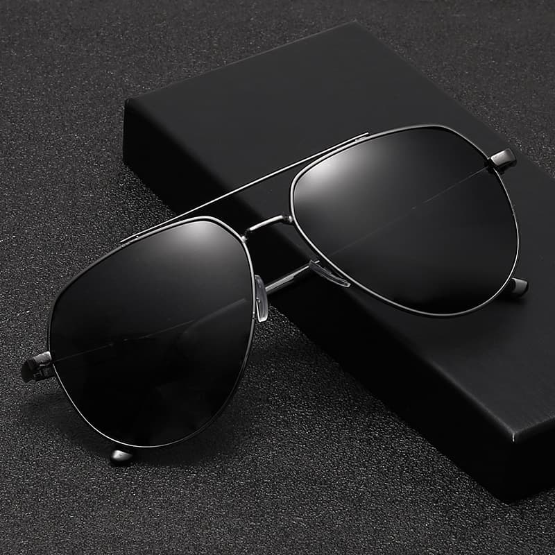 Polarized sunglasses, high-end summer new style men's glasses, metal double bridge toad glasses, black sunglasses, women's wholesale factory