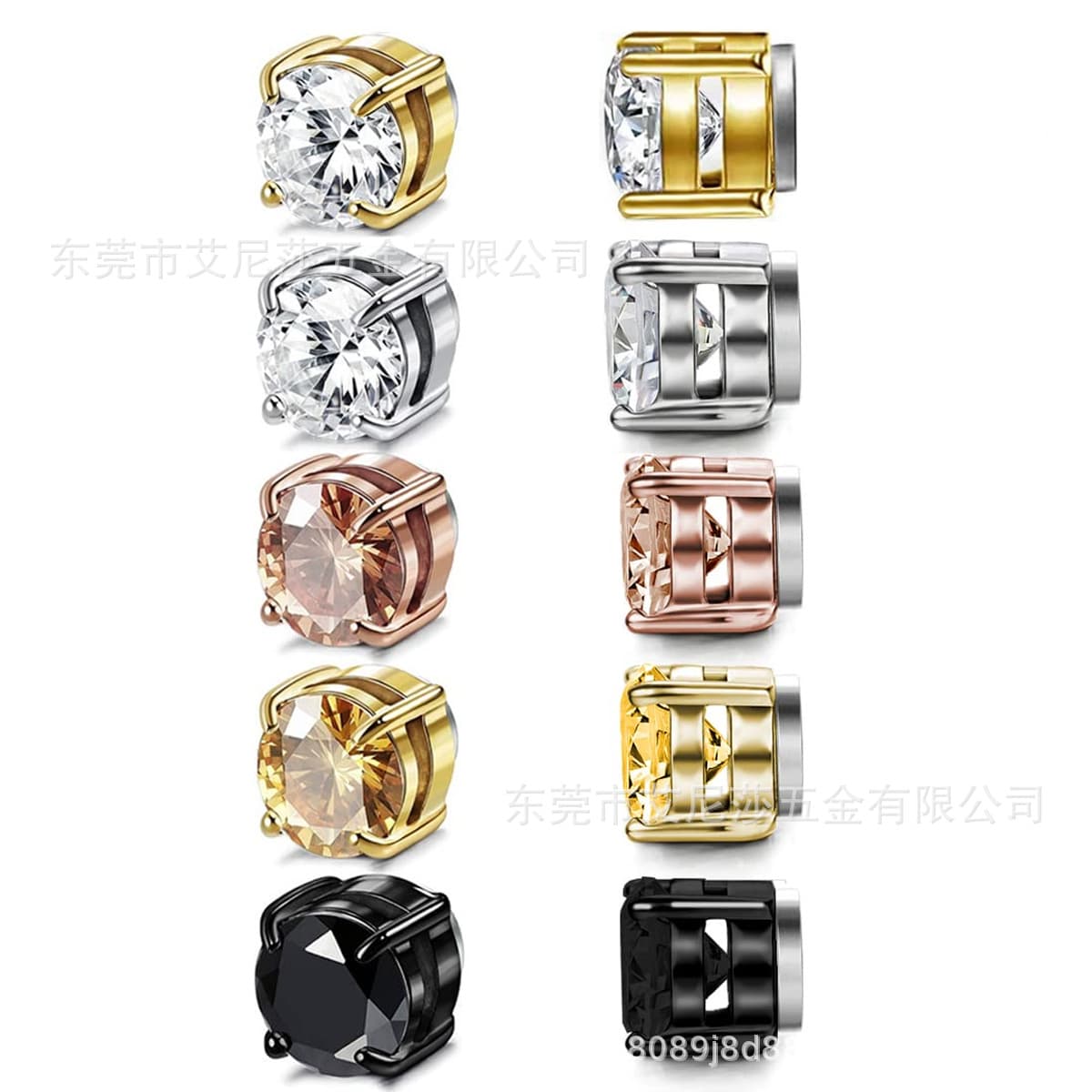 Stainless steel men's and women's magnetic earrings non-perforated zircon magnetic ear clips 1