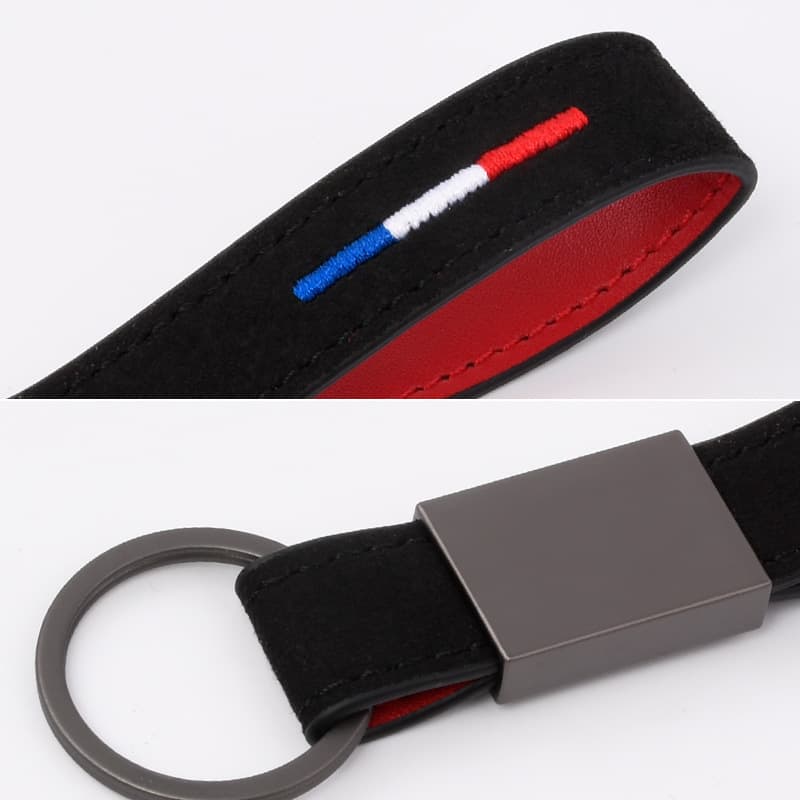 Trendy suede embroidered keychain wholesale leather car keychain with creative men's waist hanging key chain 5