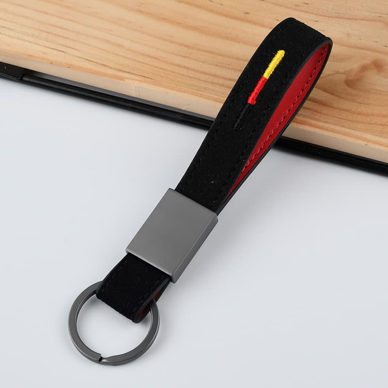 Trendy suede embroidered keychain wholesale leather car keychain with creative men's waist hanging key chain 9