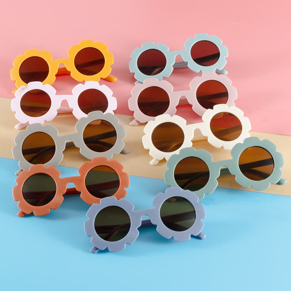 Children's sunglasses travel sun protection UV protection sunglasses cute sun flower baby decorative glasses 3