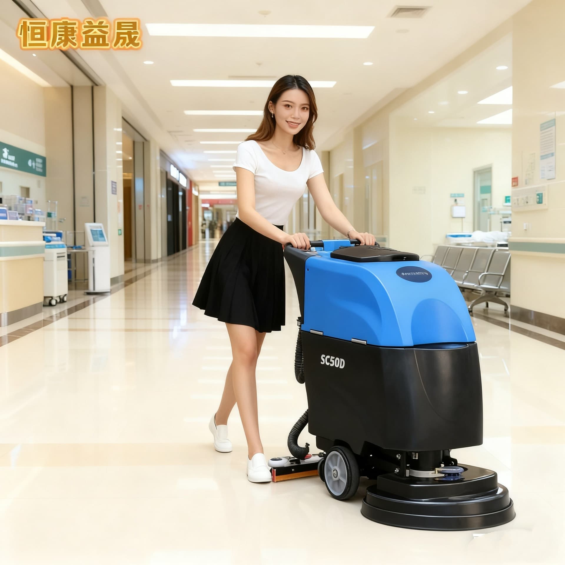Workshop industrial shopping mall supermarket battery floor washer factory hand push mop floor cleaning machine cleaning 1
