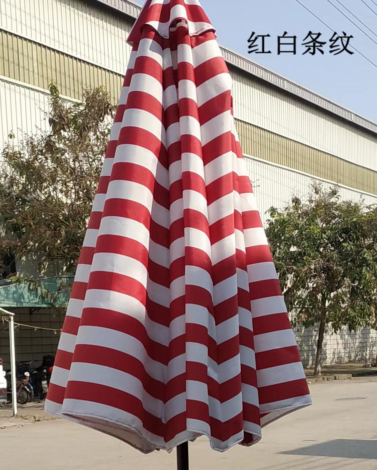 Center column wooden umbrella with green, black, yellow and white color stripes wooden beach umbrella decorative garden drawstring solid wood pole outdoor parasol 6
