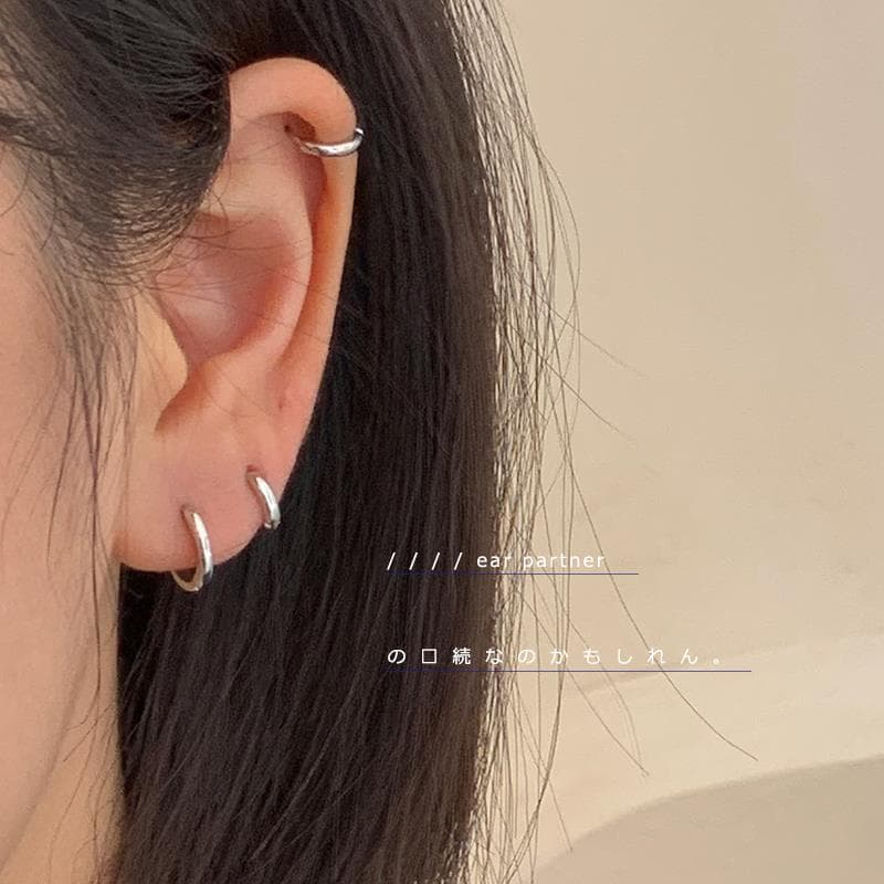 925 silver hoop earrings for women, trendy, no need to take them off when sleeping, Korean cool style, compact and versatile, Internet celebrity earrings and earrings