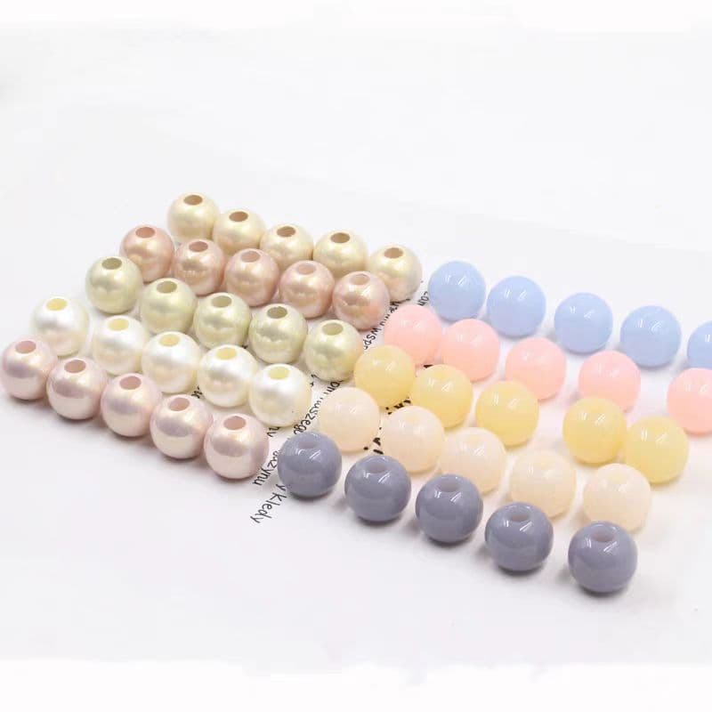 Factory wholesale high quality large hole beads white color abs imitation pearl shoe materials luggage hair rope diy perforated loose beads accessories 5