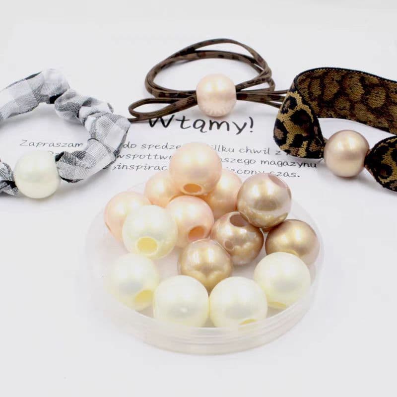 Factory wholesale high quality large hole beads white color abs imitation pearl shoe materials luggage hair rope diy perforated loose beads accessories 1
