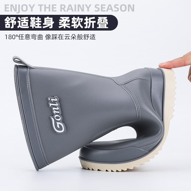 Manufacturer wholesale waterproof rain boots women's rubber shoes plaid casual women's boots fashion women's water shoes women's mid-calf adult rain boots 3