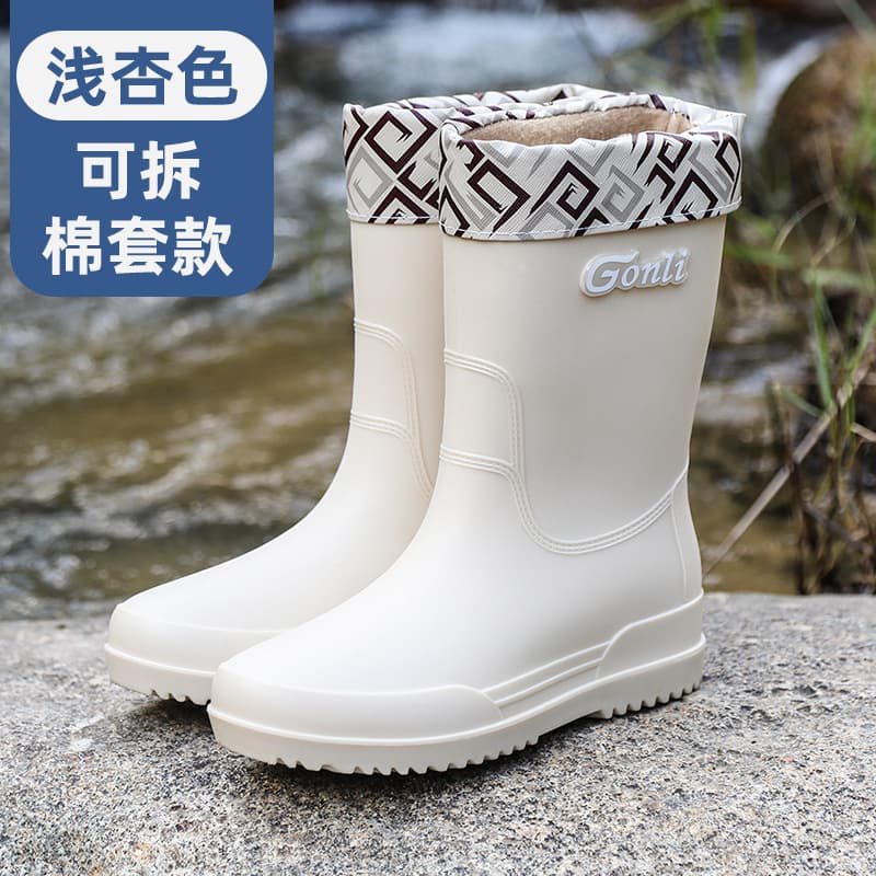 Manufacturer wholesale waterproof rain boots women's rubber shoes plaid casual women's boots fashion women's water shoes women's mid-calf adult rain boots 8