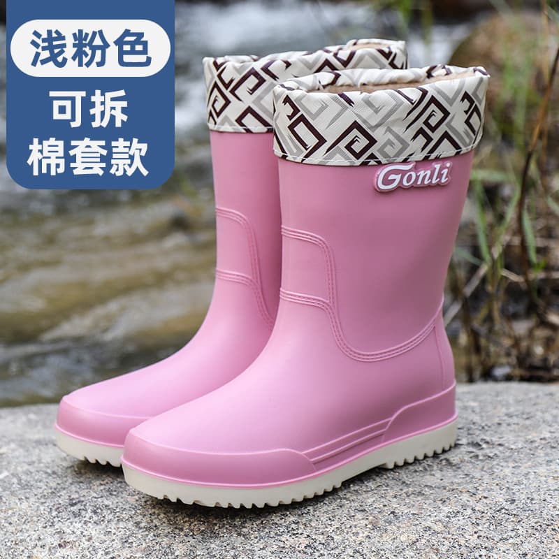 Manufacturer wholesale waterproof rain boots women's rubber shoes plaid casual women's boots fashion women's water shoes women's mid-calf adult rain boots 10