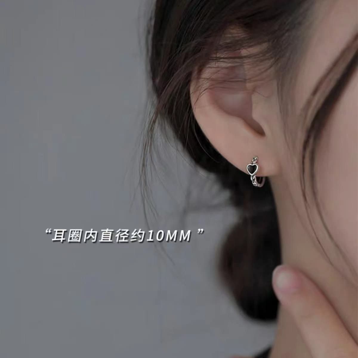 925 silver needle black love earrings for women 2022 new trendy niche design earrings summer earrings 7