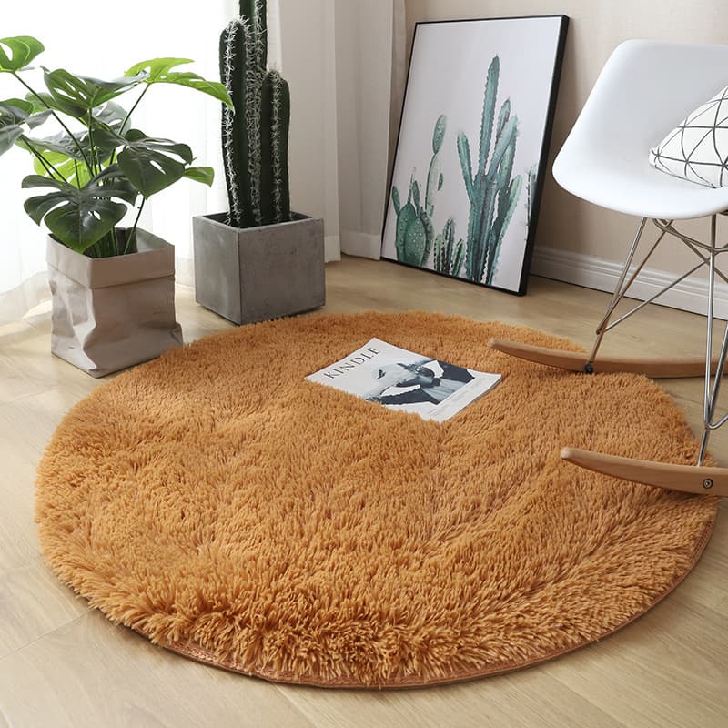 Round silk wool carpet, hanging basket chair, yoga mat, living room, bedroom, sofa cushion, stain-resistant floor, non-slip care mat 3