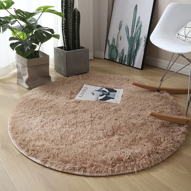 Round silk wool carpet, hanging basket chair, yoga mat, living room, bedroom, sofa cushion, stain-resistant floor, non-slip care mat 5