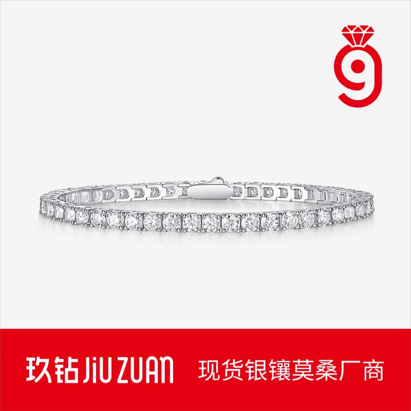 S925 silver moissanite tennis bracelet for women new style silver gold-plated cross-border best selling bracelet for men and women in stock 1