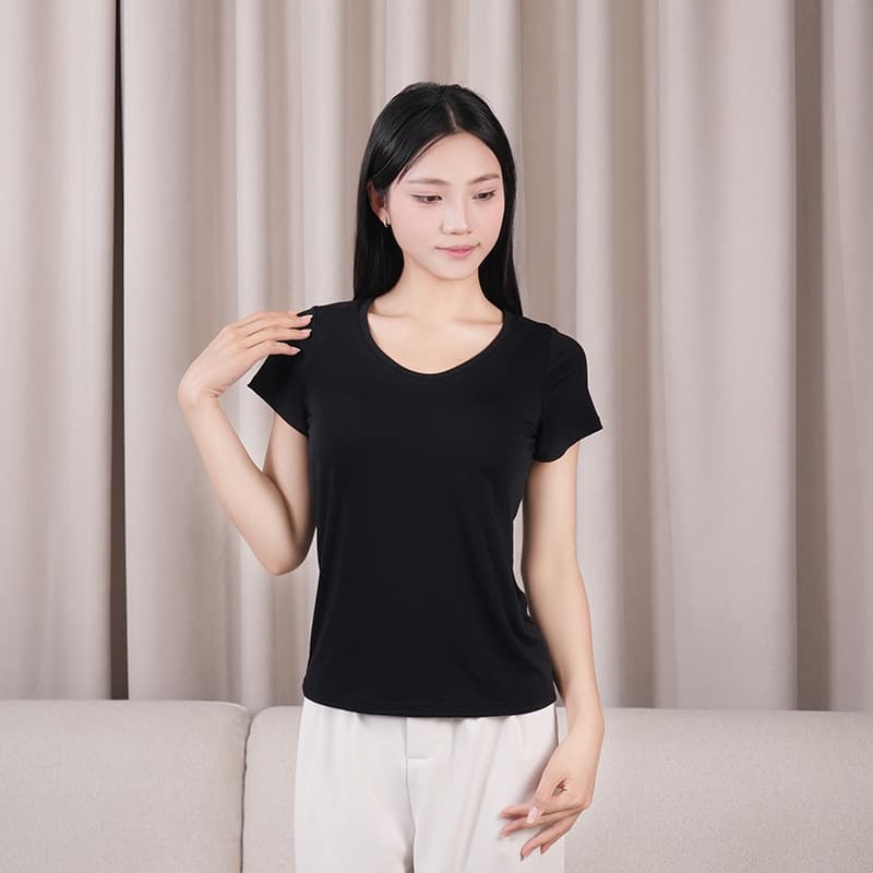 Women's modal short-sleeved padded shirt with padded bottoming shirt for women, spring and summer all-in-one pajamas, five-finger half-sleeved women's clothing 2